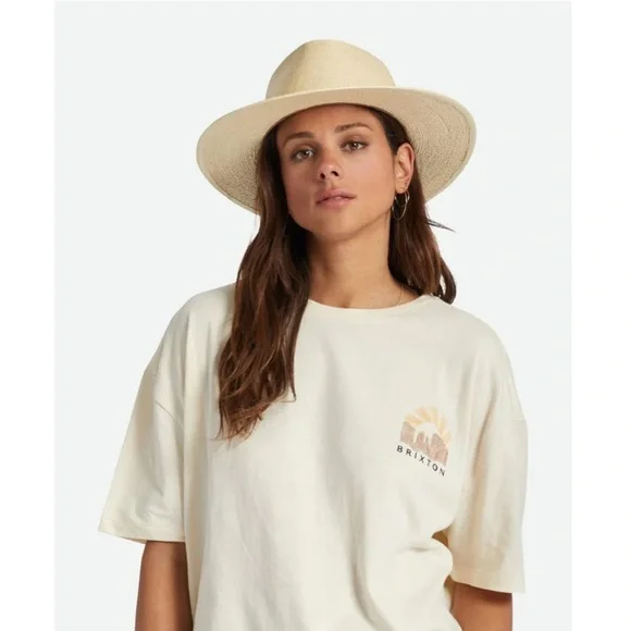 full brim rancher hat with pinched top in cream display picture 2